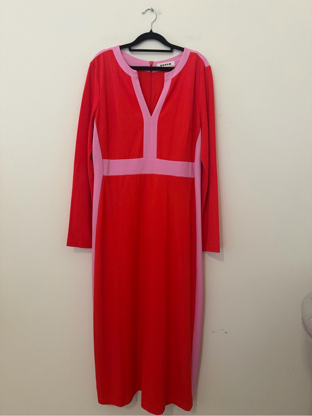 Boden Catherine Ponte Red & Pink Midi Dress Size 12 Feminine Colorful Classic